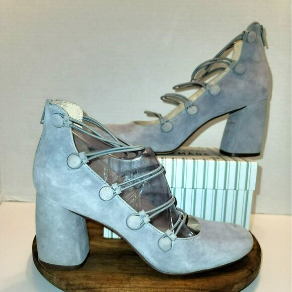 Nine West Kaede Suede Strappy Block Pumps - Picture 2 of 15